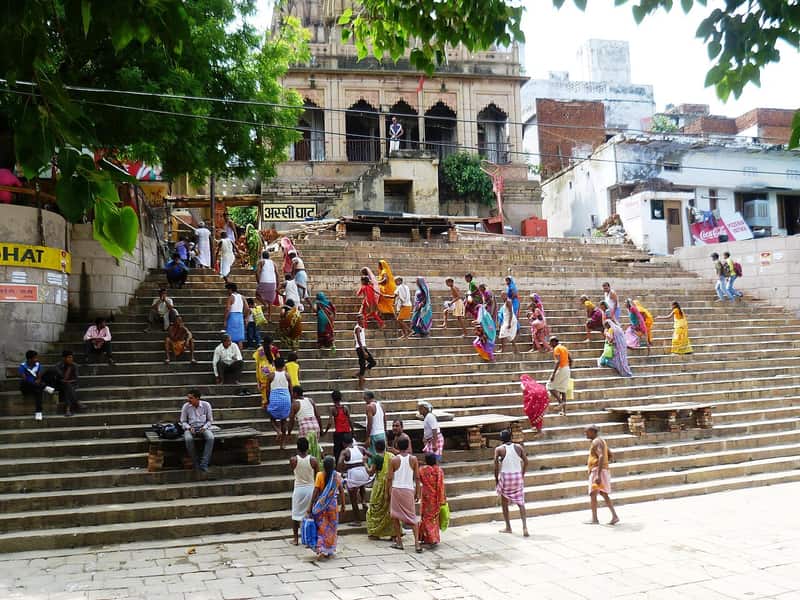 Stone steps and old buildings of Assi Ghat