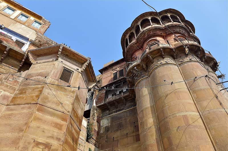 Balconies and shuttered windows of the Bhonsale palace