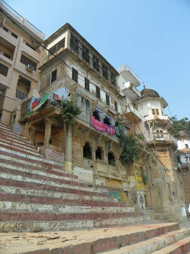 Chausatti Ghat and the yogini temple on the northern riverfront, Varanasi