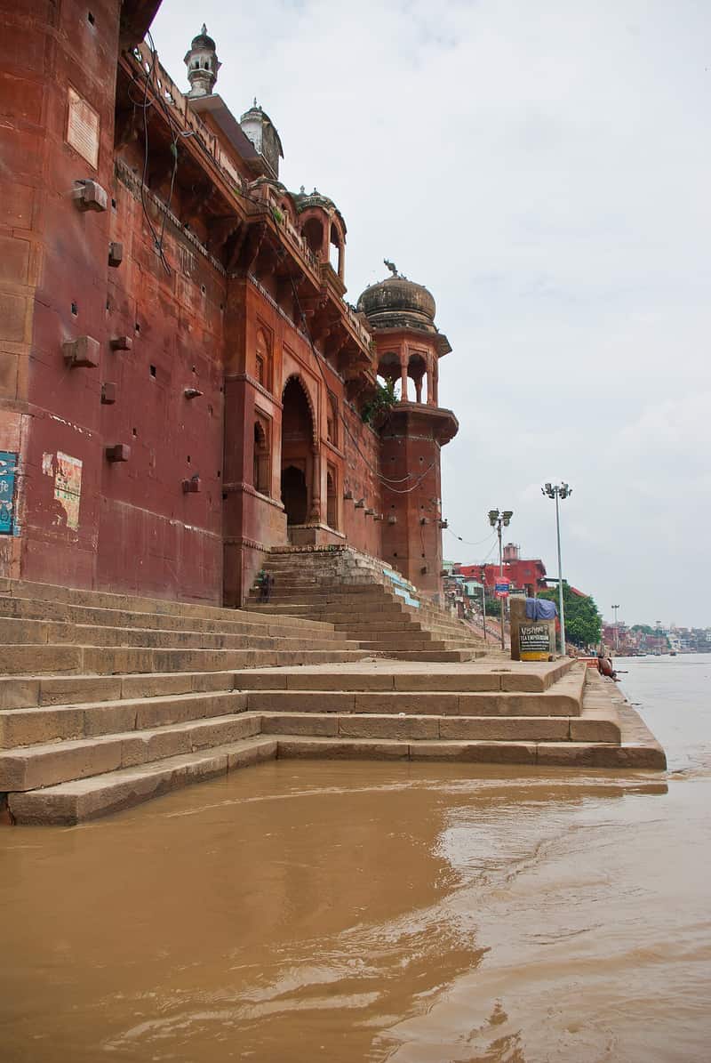 Visitors and locals sharing the peaceful platforms of the ghat