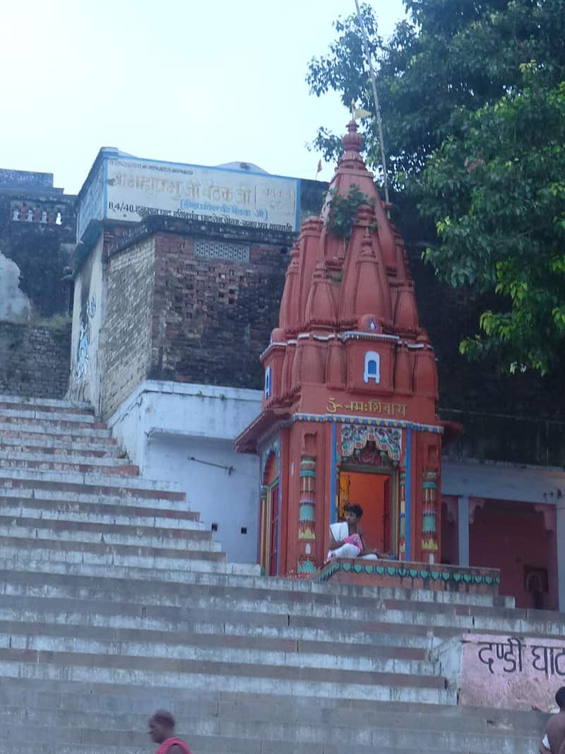 Stone steps of Dandi Ghat leading down to the Ganga
