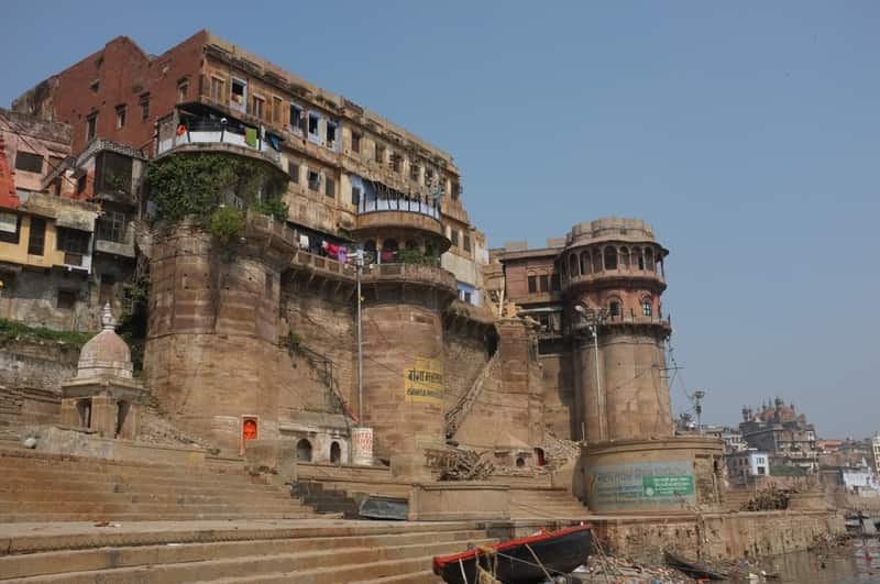 Historic view of Ganga Mahal Ghat from the river