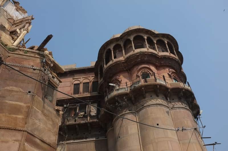 The grand facade and arches of the Ganga Mahal palace