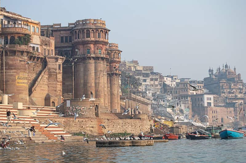 Sunrise over the Ganga seen from Ganga Mahal Ghat