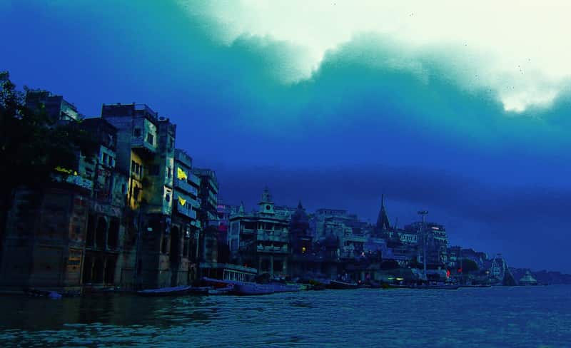 Old stone steps and a small shrine at Jalasen Ghat