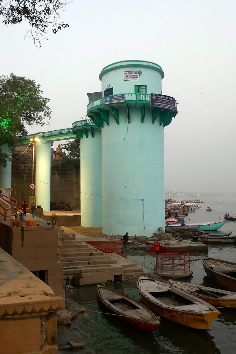 Aged stonework and small temples near Jalasen Ghat