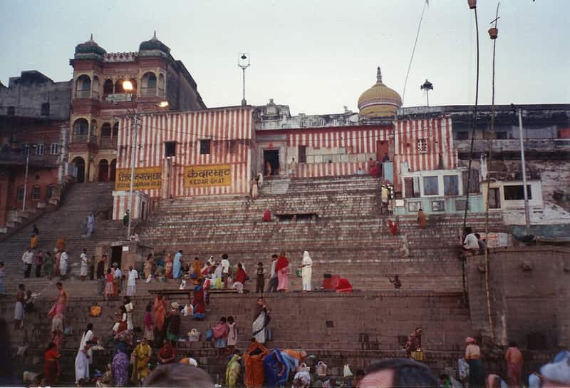 The compact stone temple of Shiva at Kedar Ghat