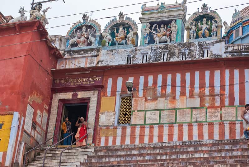 Devotees and lamps crowding Kedar Ghat on Maha Shivratri