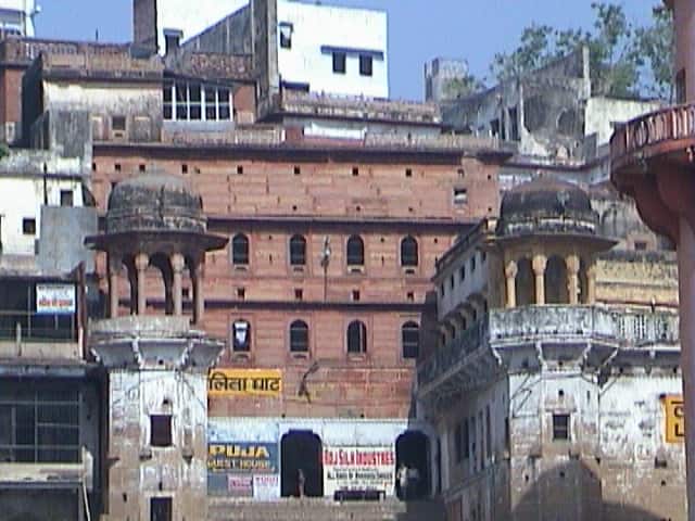 The Hanuman and Lalita Devi temples on the ghat terrace