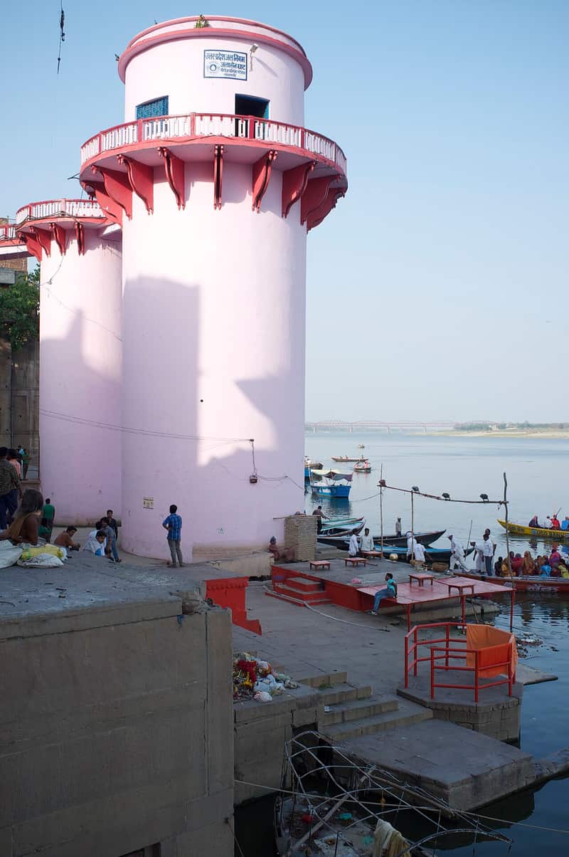 Boatmen waiting at the steps of Lalita Ghat