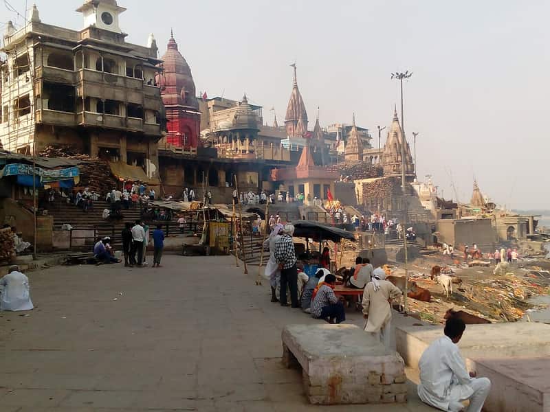Close view of the sacred platform and burning ghat