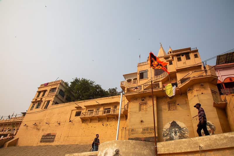 Mata Anandamayee Ghat with its wide paved steps on the southern riverfront