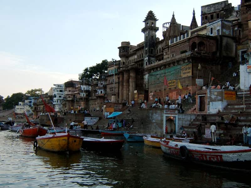 Narrow lanes and old houses of the mohalla behind Munshi Ghat