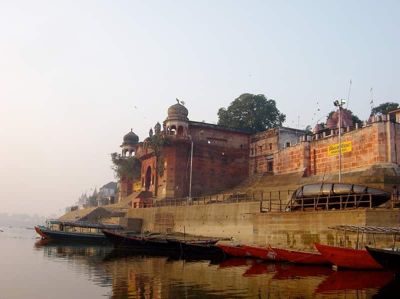 The wide Ganga seen from Niranjani Ghat at sunrise