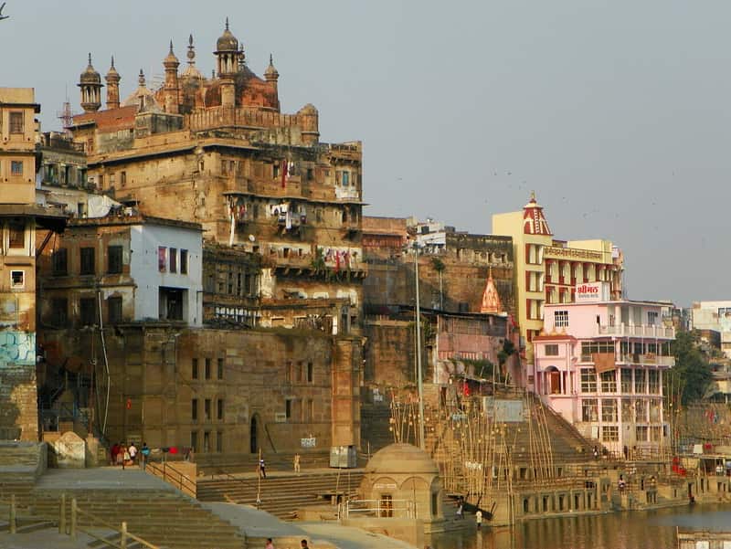 Panchganga Ghat and the Alamgir Mosque rising above it, Varanasi
