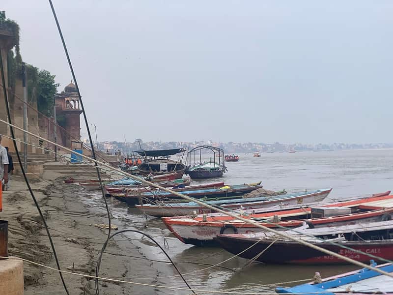 The modest stone steps of Prabhu Ghat on the Ganga