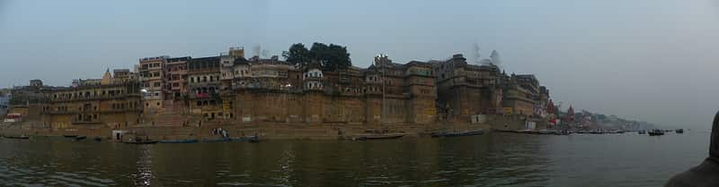 The steps of Rana Mahal Ghat seen from the Ganga